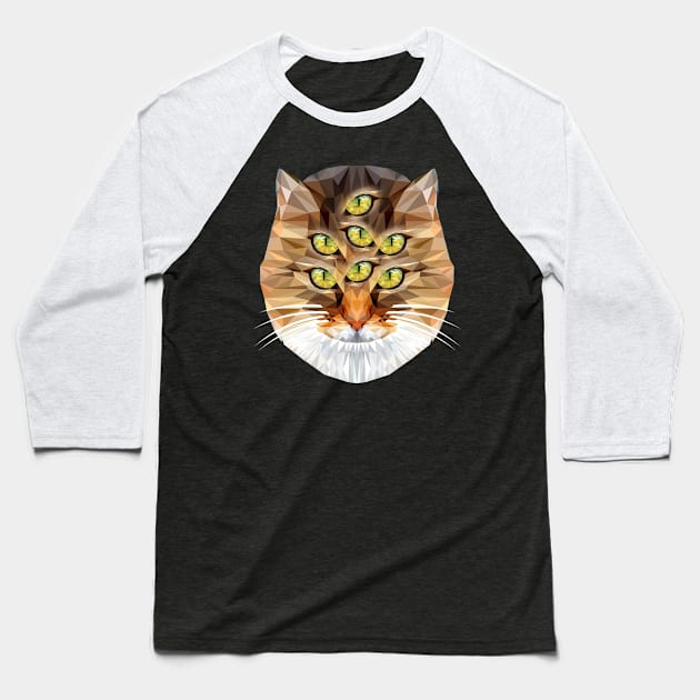 Cool magic funny Cat lustige Katze Cats Katzenaugen Polygon Baseball T-Shirt by Margarita7